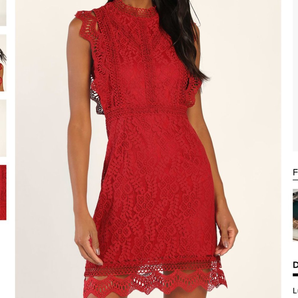 Lulu's My Sweetheart Wine Red Lace Mini Dress